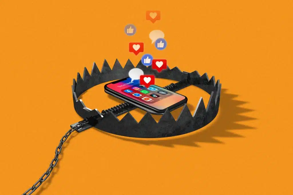 Phone placed in a trap